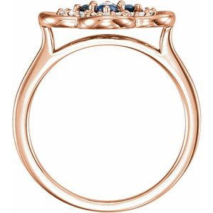 14K Rose Gold Natural Blue Sapphire & 1/10 CTW Natural Diamond Ring