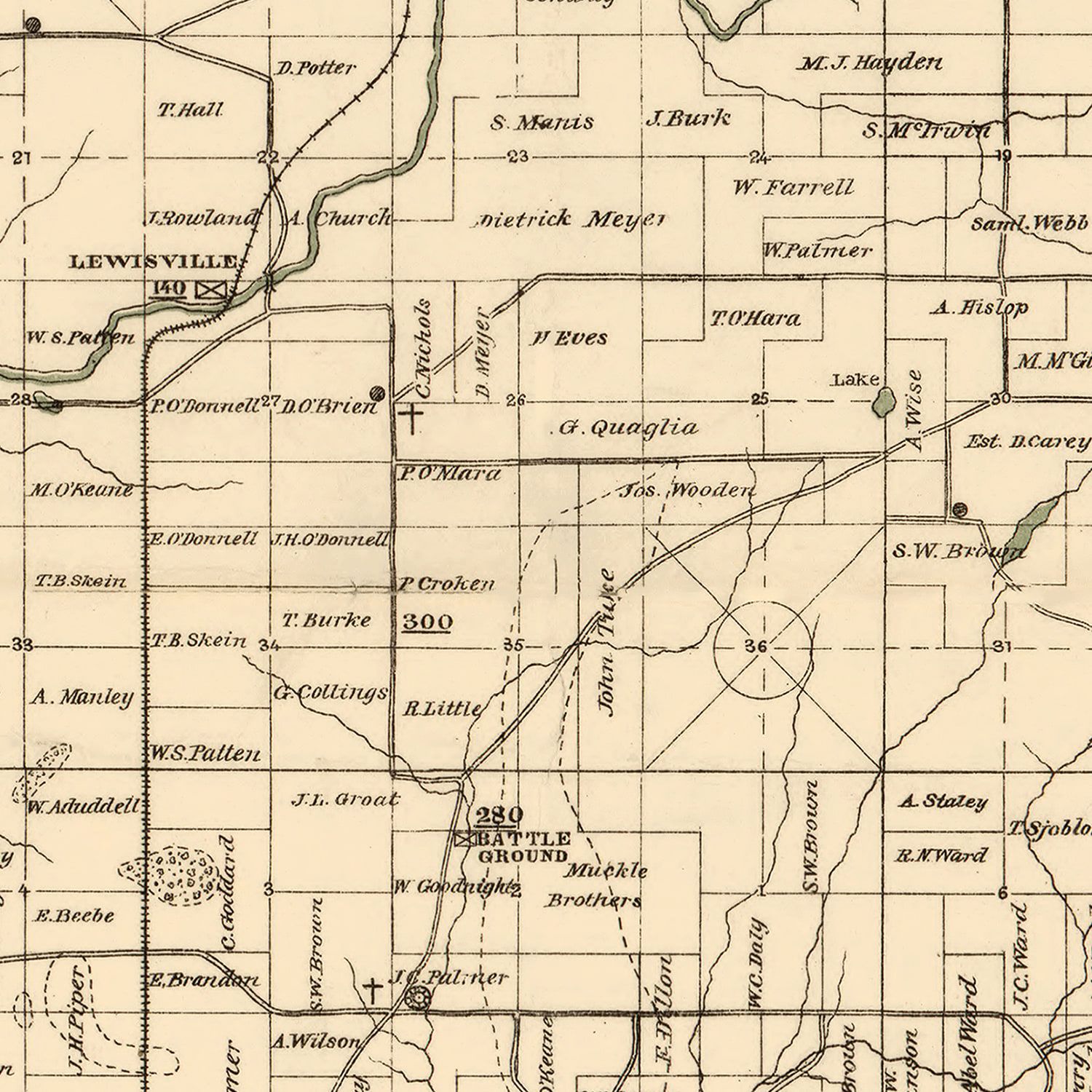 Vintage Map of Clark County, Washington 1888