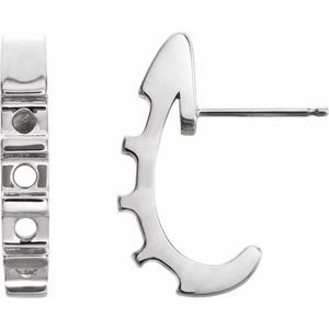 14K White Gold 3.5 mm Round J-Hoop Earring Mounting