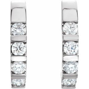 Platinum 1 CTW Natural Diamond J-Hoop Earrings – image 2