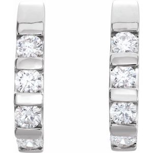 Platinum 1 1/5 CTW Natural Diamond J-Hoop Earrings
