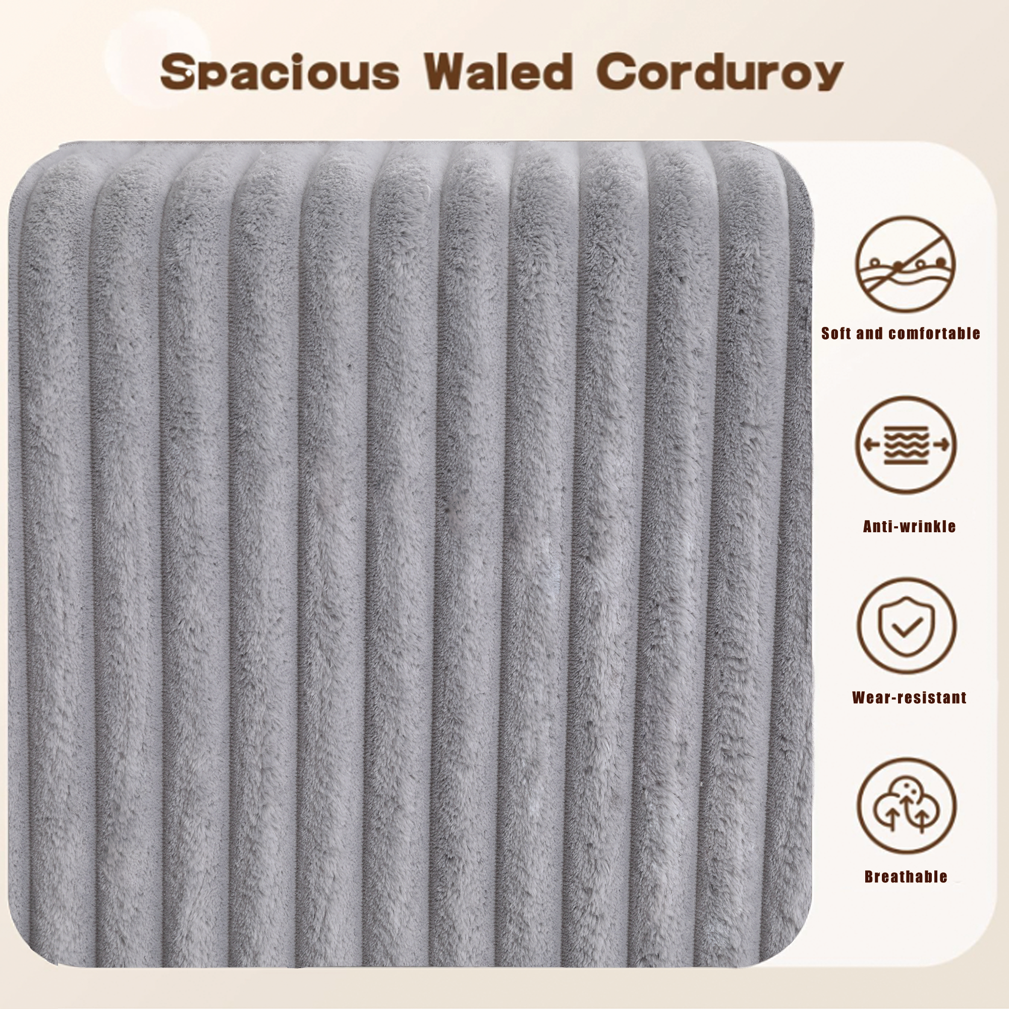[NEW ARRIVED] [VIDEO PROVIDED]133.45'' Modular Sectional Couch, U-shaped sofa , Chaise Lounge, Striped fabric,Upholstered 4 Seater Couch for Living Room, Free Combination Sofa (Corduroy), Gray