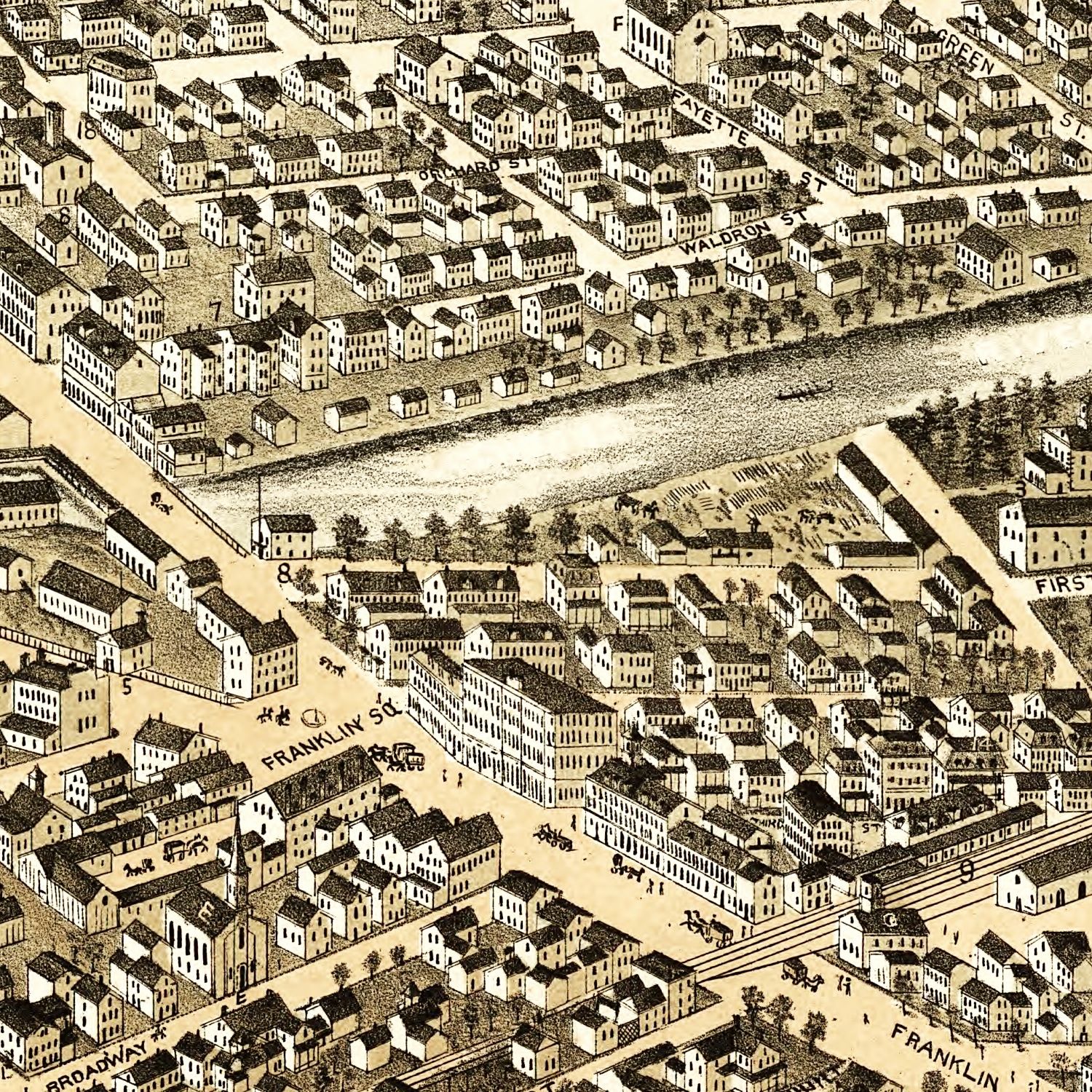 Vintage Map of Dover, New Hampshire 1877