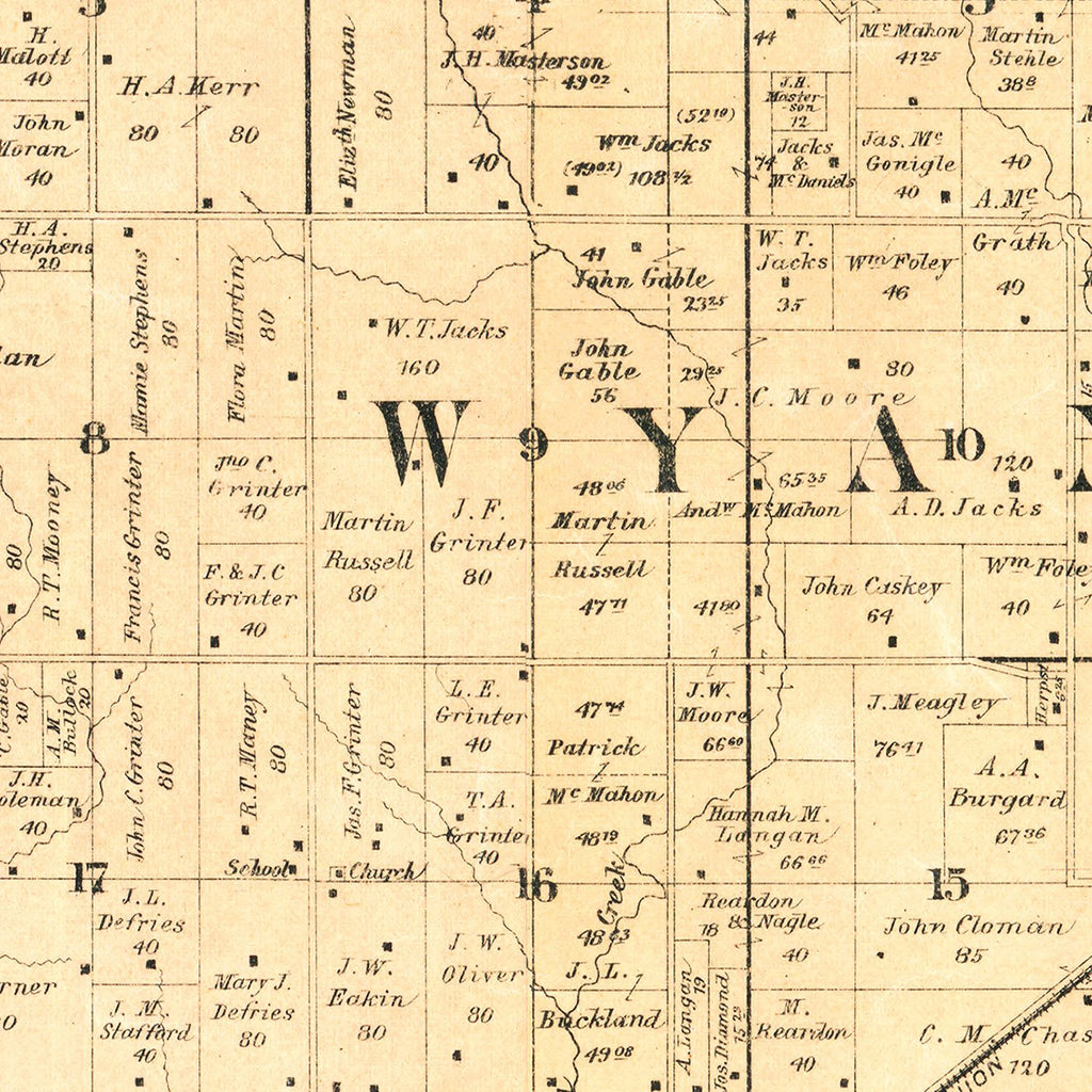 Vintage Map of Wyandotte County, Kansas 1887