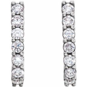 Platinum 1 1/4 CTW Natural Diamond J-Hoop Earrings – image 2