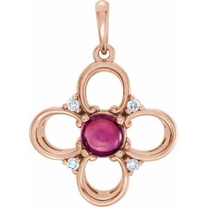 14K Rose Gold Natural Pink Tourmaline & .06 CTW Natural Diamond Pendant