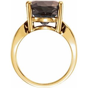 14K Yellow Gold 16x12 mm Natural Smoky Quartz Ring