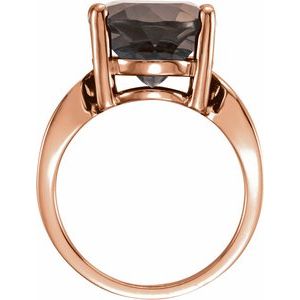 14K Rose Gold 16x12 mm Natural Smoky Quartz Ring