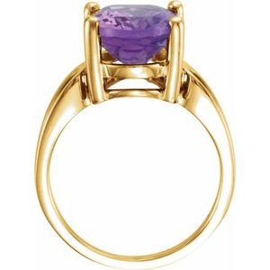 14K Yellow Gold 14x10 mm Natural Amethyst Ring