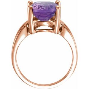 14K Rose Gold 14x10 mm Natural Amethyst Ring