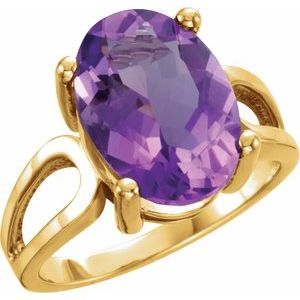 14K Yellow Gold 14x10 mm Natural Amethyst Ring