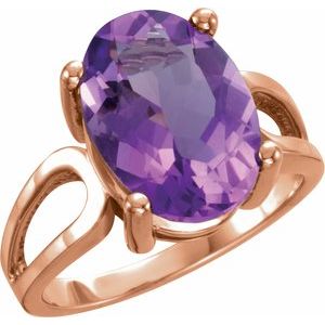 14K Rose Gold 14x10 mm Natural Amethyst Ring