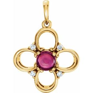 14K Yellow Gold Natural Pink Tourmaline & .06 CTW Natural Diamond Pendant