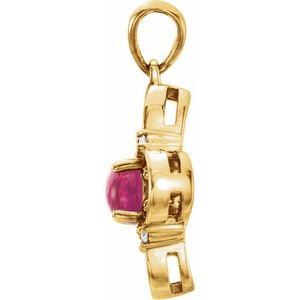 14K Yellow Gold Natural Pink Tourmaline & .06 CTW Natural Diamond Pendant
