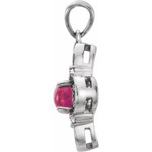 14K White Gold Natural Pink Tourmaline & .06 CTW Natural Diamond Pendant