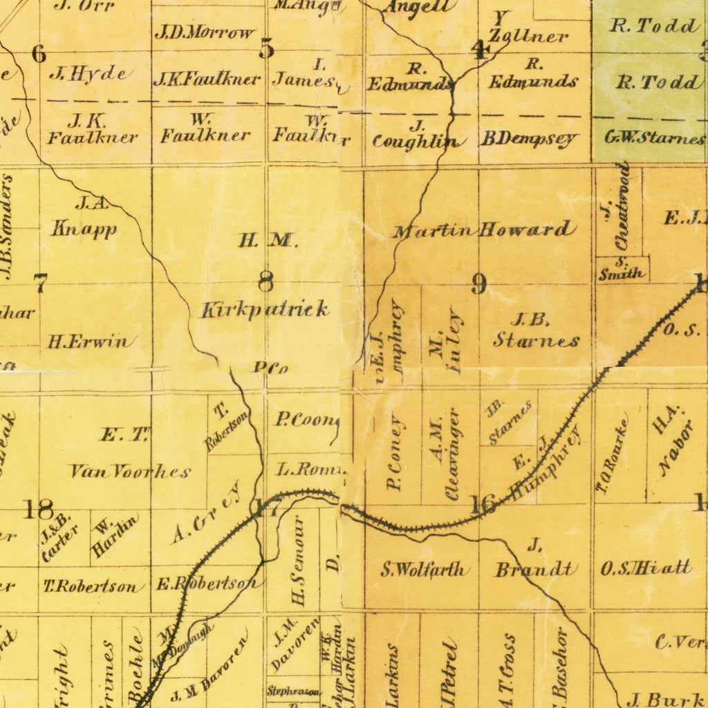 Vintage Map of Leavenworth County, Kansas 1894