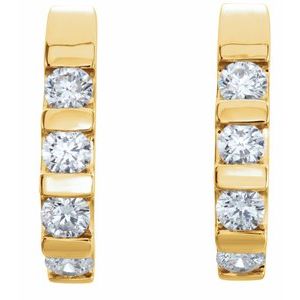 14K Yellow Gold 1 CTW Natural Diamond J-Hoop Earrings – image 2