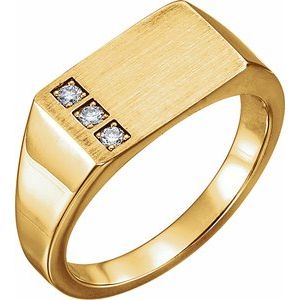 14K Yellow Gold 1/10 CTW Natural Diamond Signet Ring