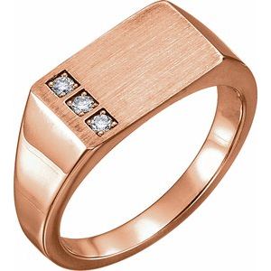 14K Rose Gold 1/10 CTW Natural Diamond Signet Ring
