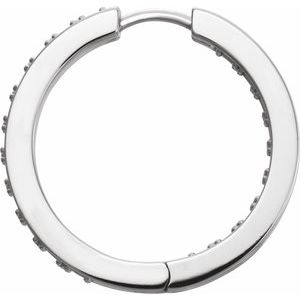14K White Gold Accented Inside-Outside 18 mm Hoop Earring Mounting – image 2