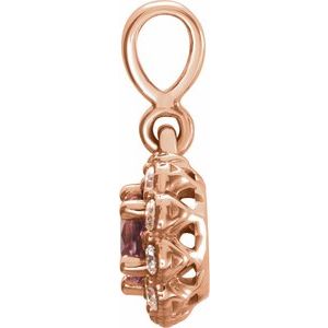 14K Rose Gold Natural Pink Tourmaline & 1/8 CTW Natural Diamond Pendant