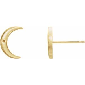 14K Yellow Gold .8 mm Round Accented Crescent Earring Mounting