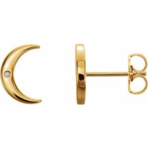 14K Yellow Gold .005 CTW Natural Diamond Crescent Earrings