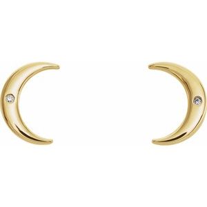 14K Yellow Gold .005 CTW Natural Diamond Crescent Earrings