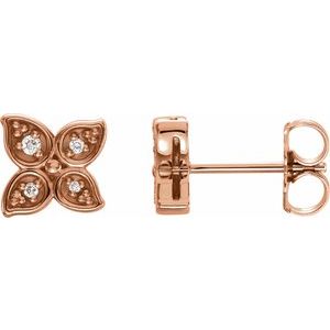 14K Rose Gold  .05 CTW Natural Diamond Leaf Earrings
