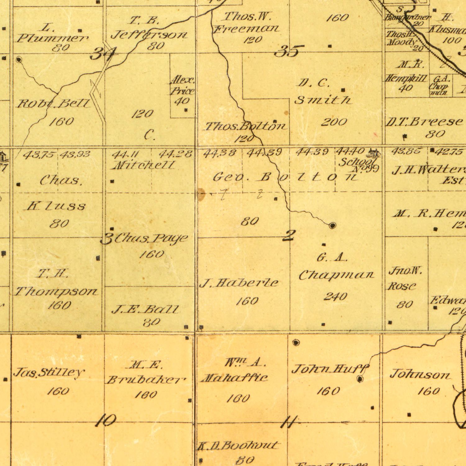 Vintage Map of Johnson County, Kansas 1886