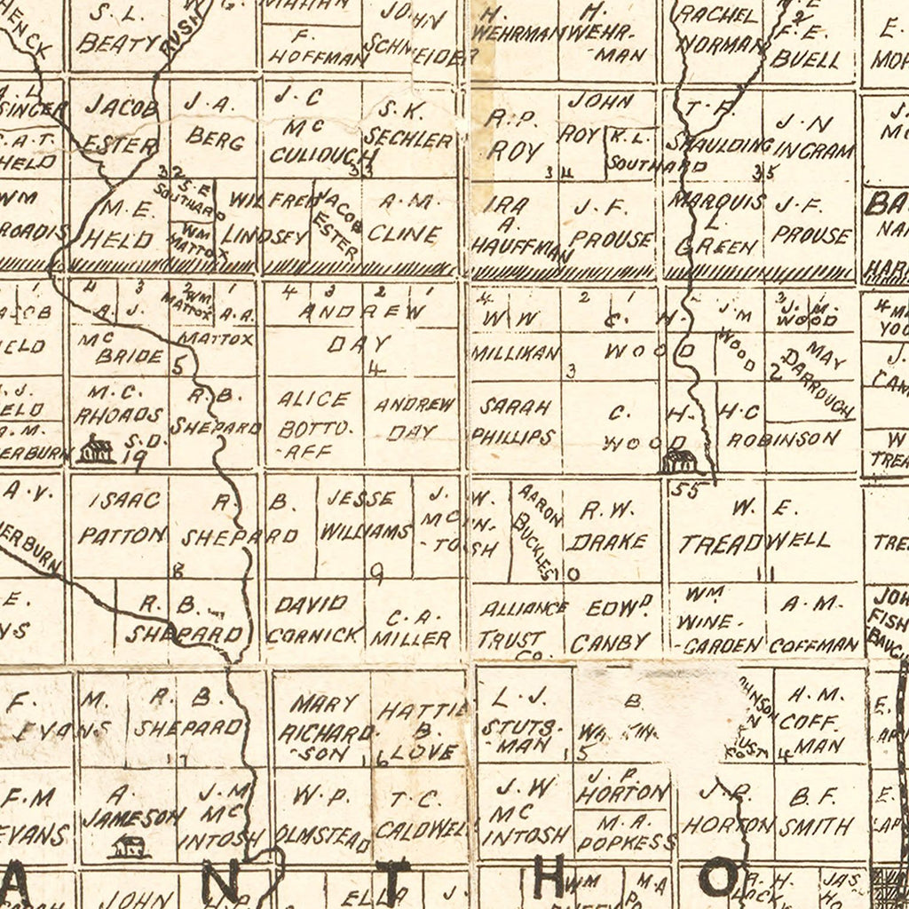 Vintage Map of Harper County, Kansas 1893