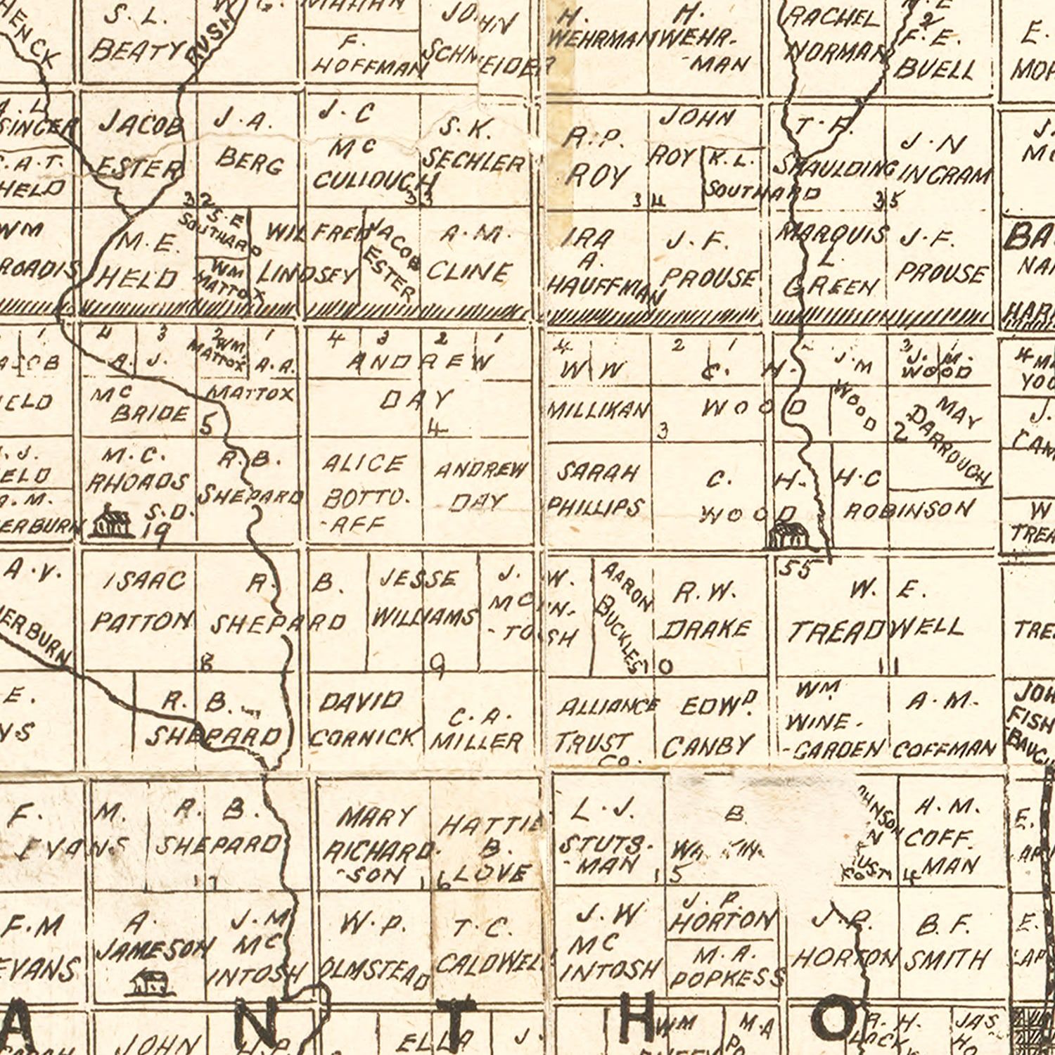 Vintage Map of Harper County, Kansas 1893