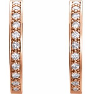 14K Rose Gold 3/4 CTW Natural Diamond Inside-Outside 18 mm Hoop Earrings