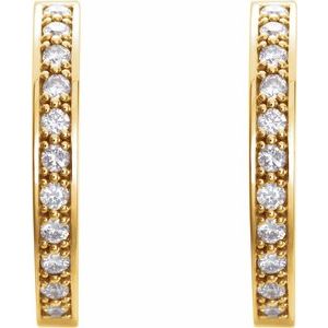 14K Yellow Gold 3/4 CTW Natural Diamond Inside-Outside 18 mm Hoop Earrings – image 2