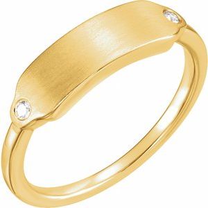 14K Yellow Gold .03 CTW Natural Diamond 18x5 mm Signet Ring