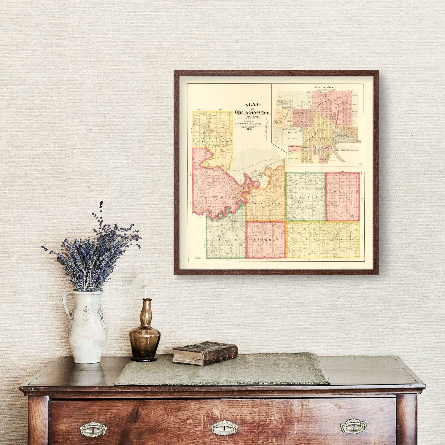 Vintage Map of Geary County, Kansas 1897