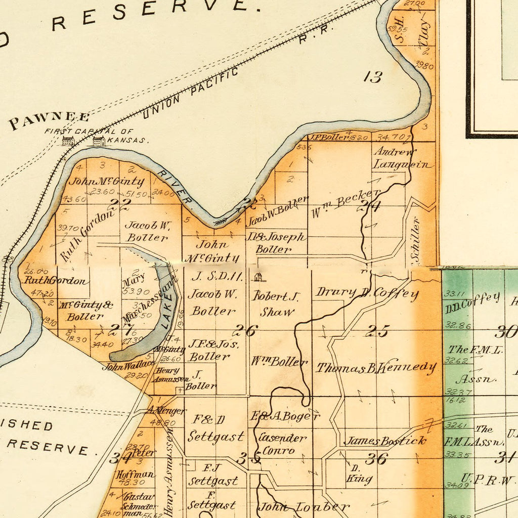Vintage Map of Geary County, Kansas 1897