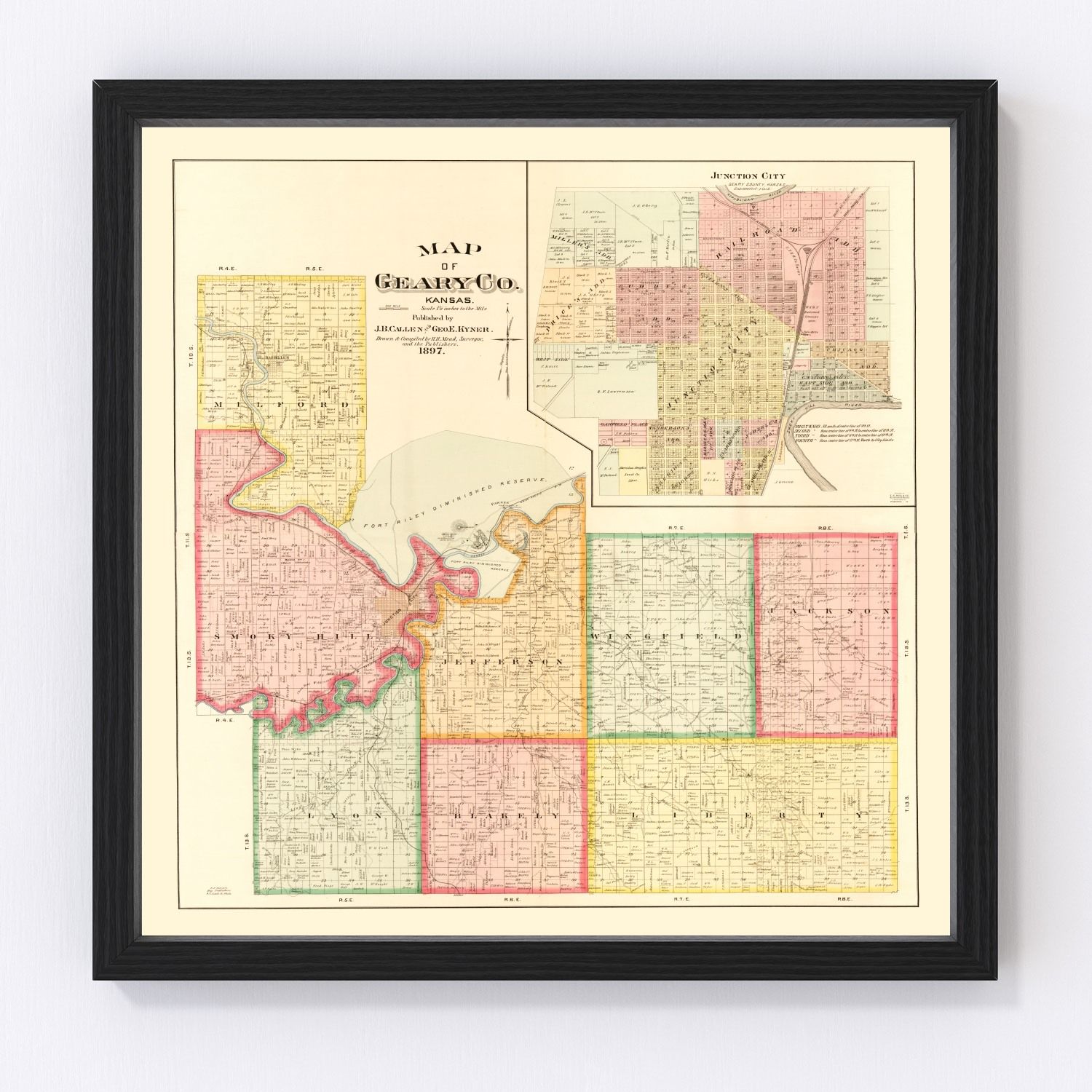 Vintage Map of Geary County, Kansas 1897