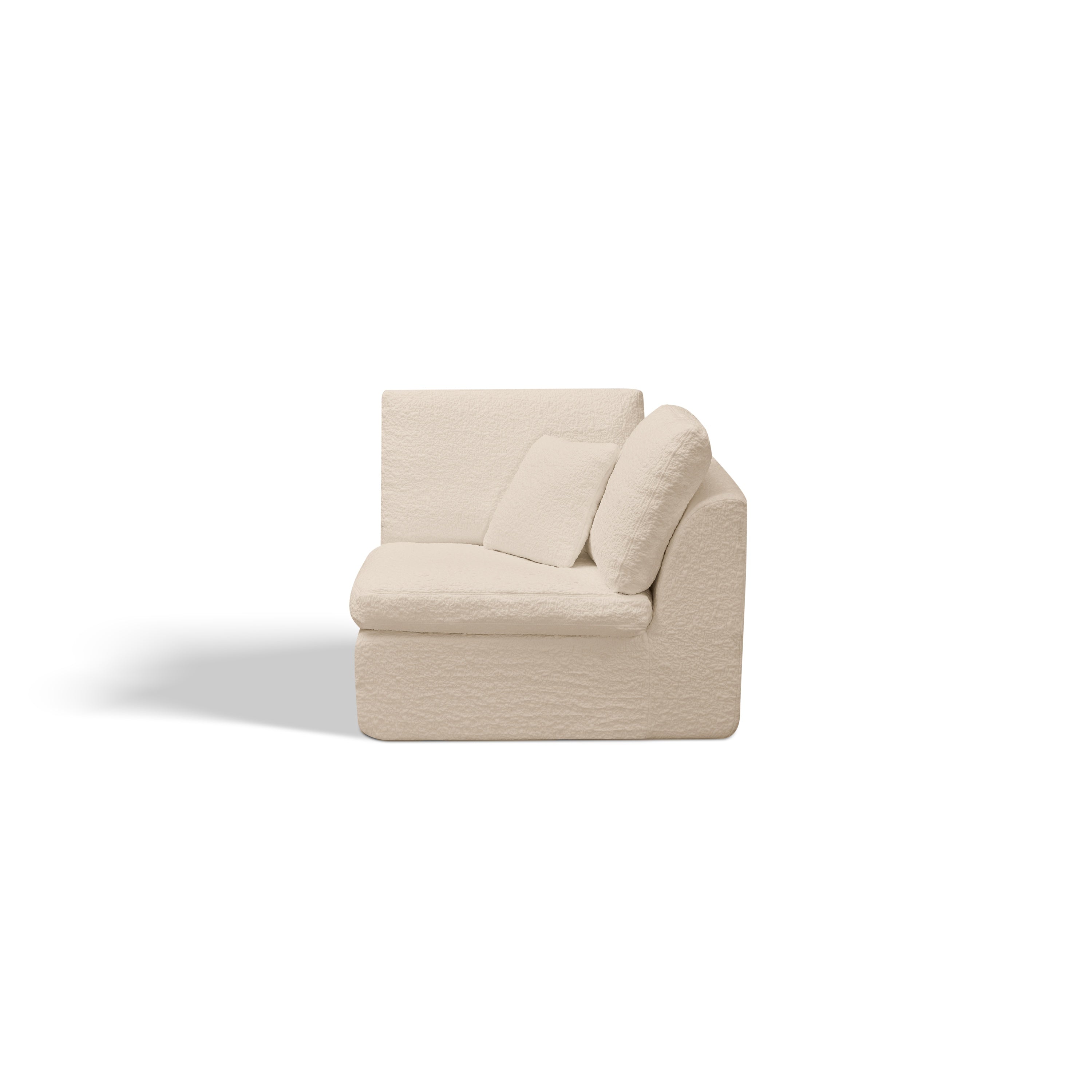 Cloud Style L-Shape Modular Sectional Sofa with Ottoman, 3 Seater Convertible Couch in Warm White Beige, Chenille Fabric, 110 Inch
