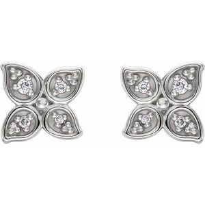 Sterling Silver  .05 CTW Natural Diamond Leaf Earrings