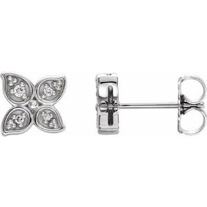 Sterling Silver  .05 CTW Natural Diamond Leaf Earrings