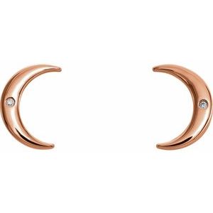 14K Rose Gold .005 CTW Natural Diamond Crescent Earrings