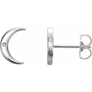 14K White Gold .005 CTW Natural Diamond Crescent Earrings