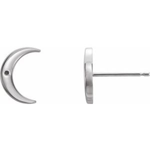 Sterling Silver .8 mm Round Accented Crescent Earring Mounting