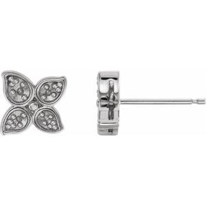 14K White Gold 1.3 mm Round Leaf Earring Mounting