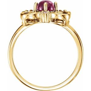 14K Yellow Gold Natural Pink Tourmaline & .06 CTW Natural Diamond Clover Ring