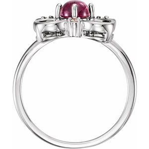 14K White Gold Natural Pink Tourmaline & .06 CTW Natural Diamond Clover Ring