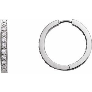 14K White Gold Accented Inside-Outside 18 mm Hoop Earring Mounting – image 3
