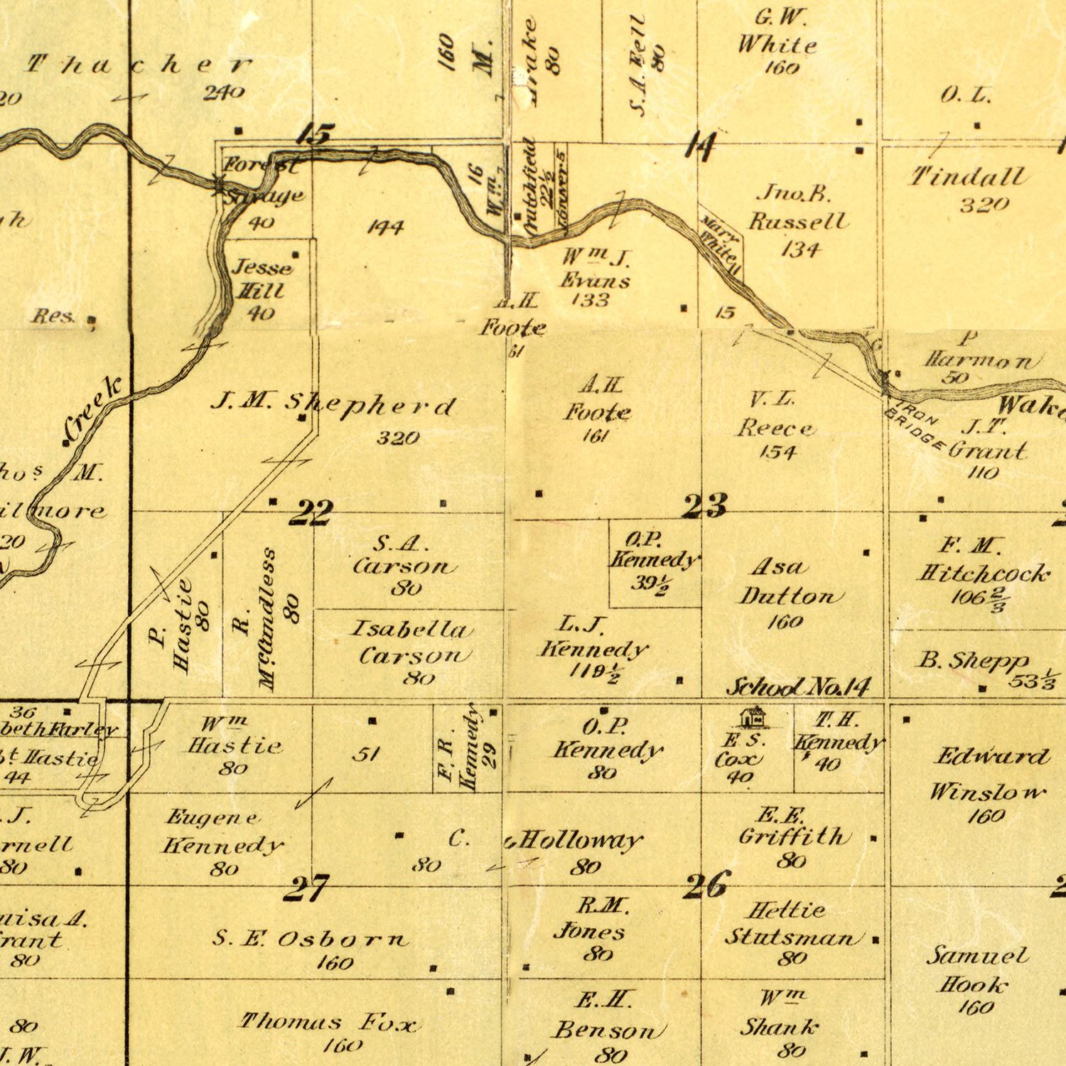 Vintage Map of Douglas County, Kansas 1887