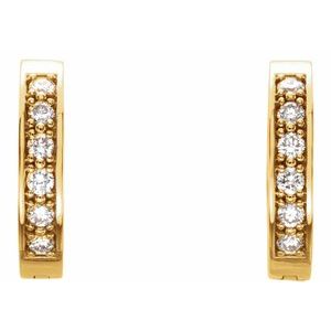 14K Yellow Gold 1/2 CTW Natural Diamond Inside-Outside 15 mm Hoop Earrings